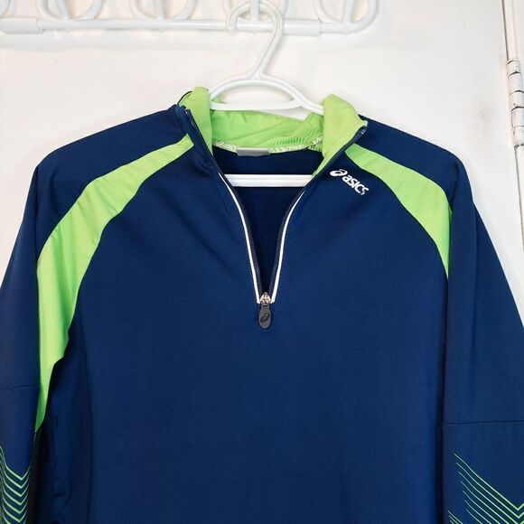 Girl's Asics Running Track Jacket Blue with Green Large 14-16 - Picture 5 of 10
